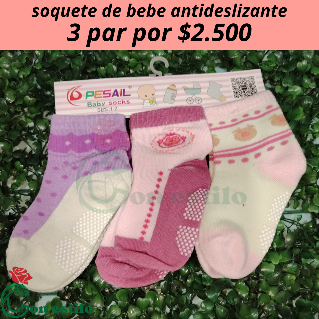 soquete de bebe antideslizante 3 par por 2.500
