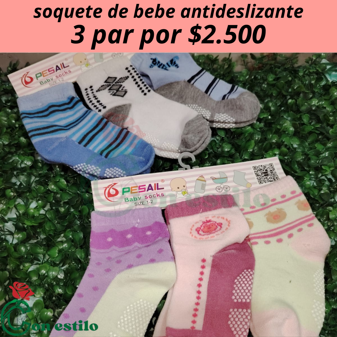 soquete de bebe antideslizante 3 par por 2.500