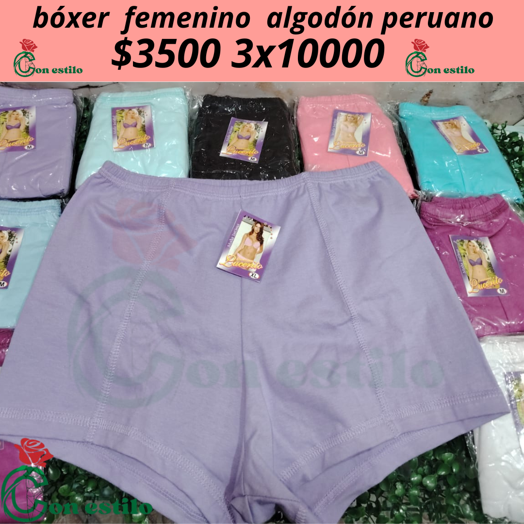 bóxer femenino algodón peruano 3500 3x10.000
