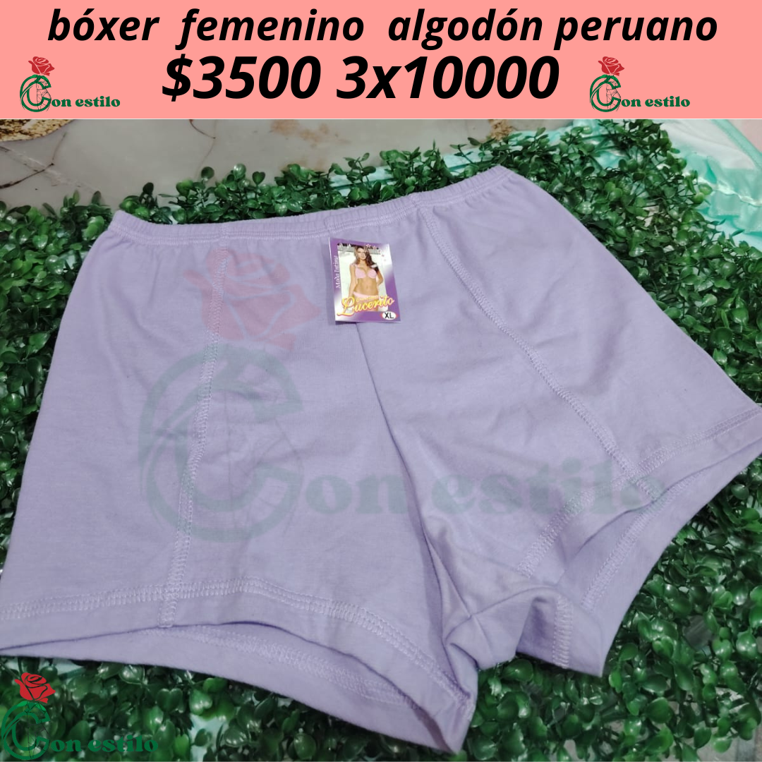 bóxer femenino algodón peruano 3500 3x10.000