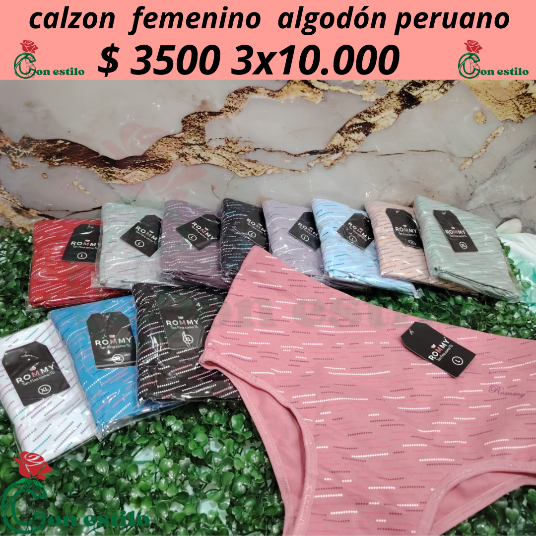 CALZON ROMMY ALGODON PERUANO 3x 10.000 C/U