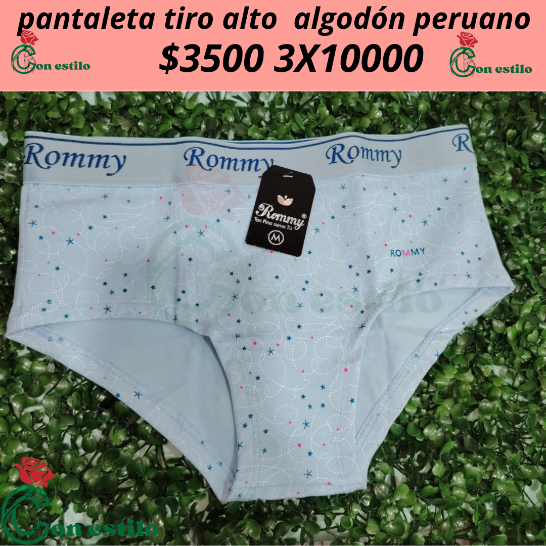 pantaletas tiro alto algodón peruano 3x10000