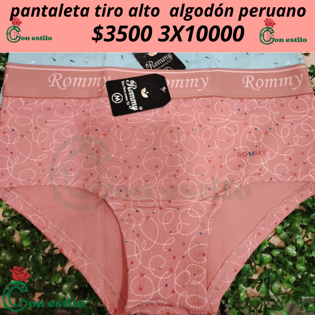 pantaletas tiro alto algodón peruano 3x10000