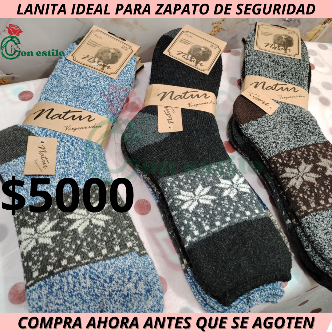 SOQUETE LANA IDEAL PARA ZAPATO SEGURIDAD 3X5000