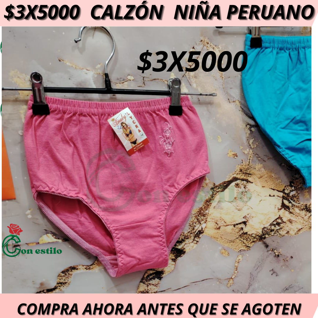 CALZON ALGODON PERUANO JUVENIL NIÑA 3X5000
