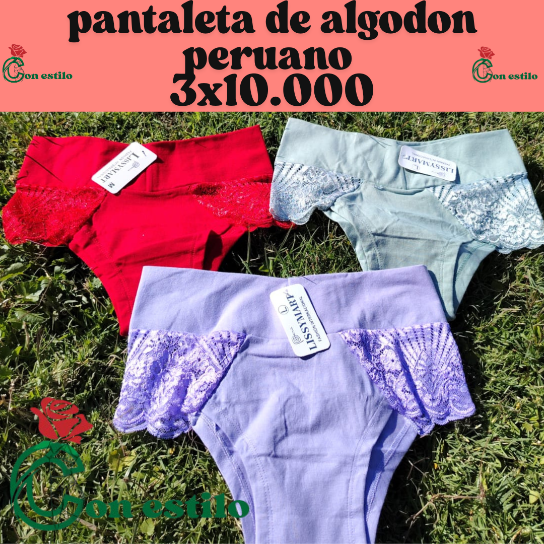 pantaletas encaje algodón Perú 3x10.000