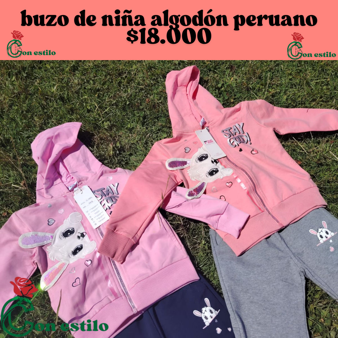 buzo de niña algodón Perú 18.000