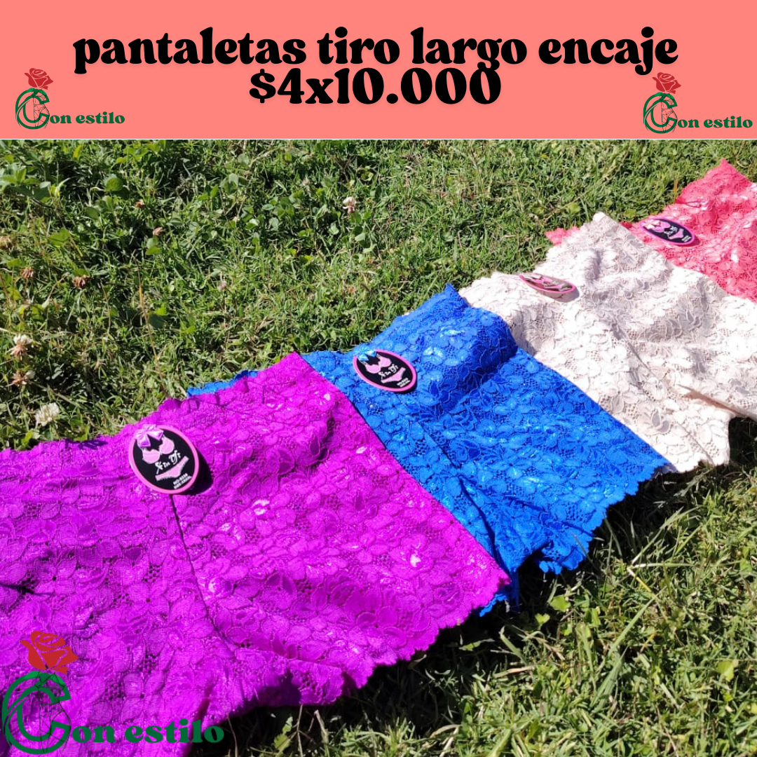 pantaletas encaje tiro largo 4x10.000
