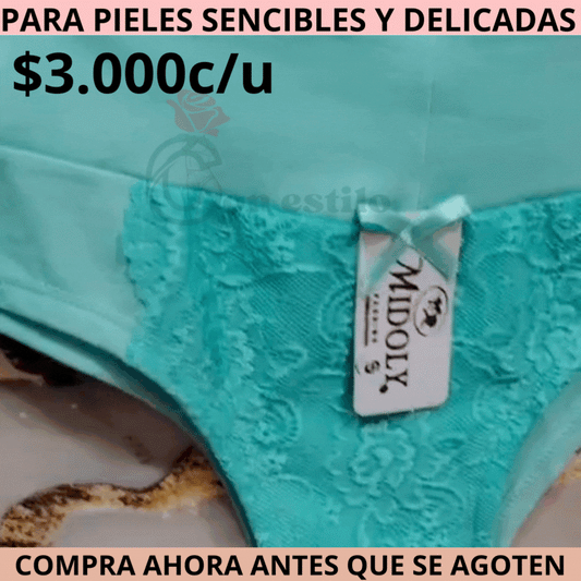 CALZÓN DE ALGODON PERUANO CON ENCAJE