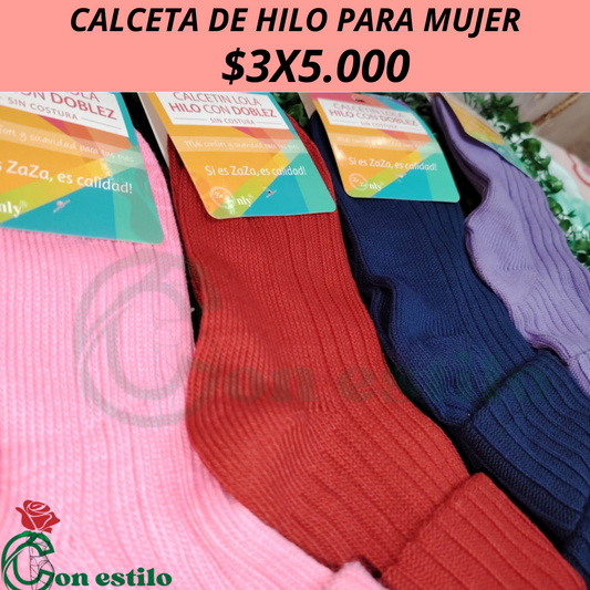 Calceta de hilo para mujer $3x5.000