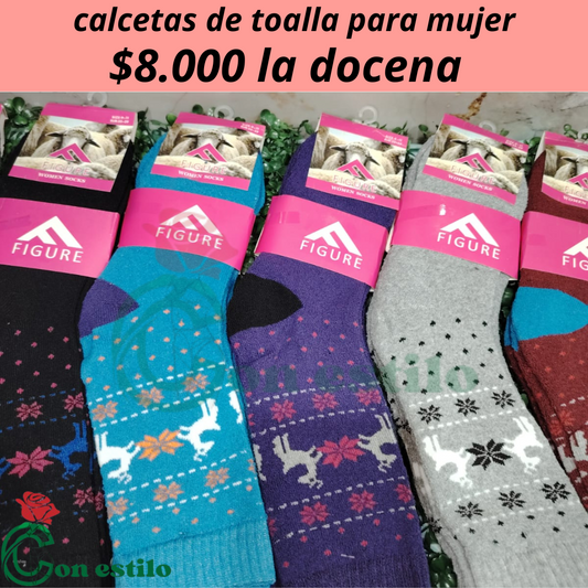 calcetas de toalla para mujer $8.000 la docena