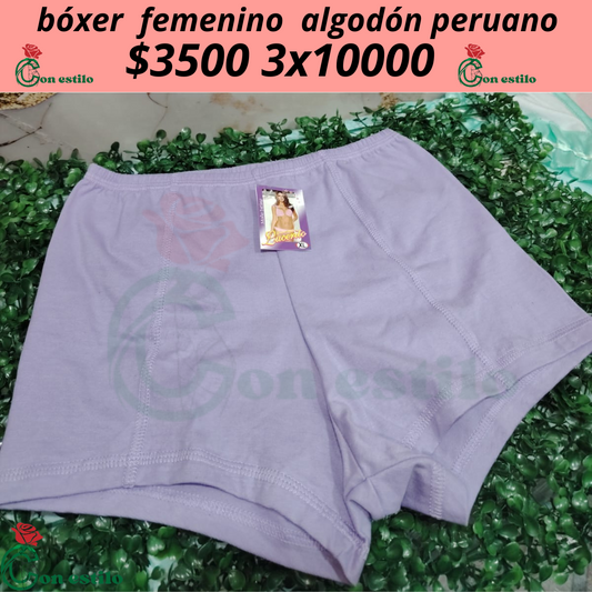 bóxer femenino algodón peruano 3500 3x10.000