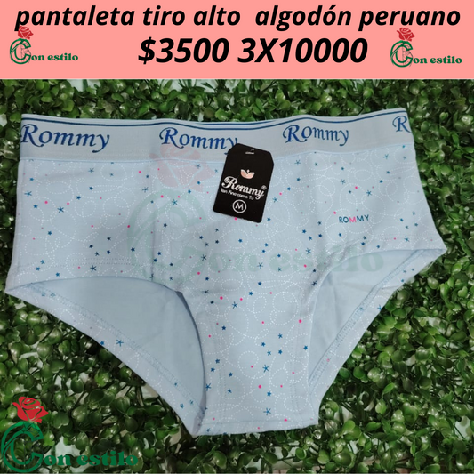 pantaletas tiro alto algodón peruano  3x10000