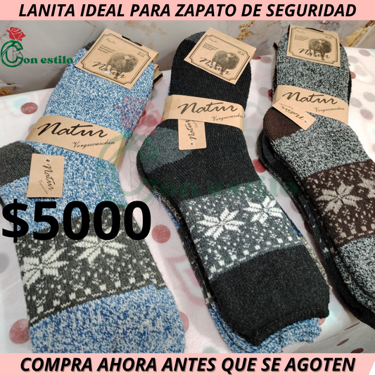 SOQUETE LANA IDEAL PARA  ZAPATO SEGURIDAD 3X5000