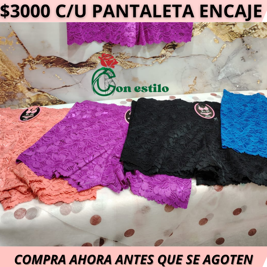 PANTALETA   ENCAJE  LARGA Y CUADRADA