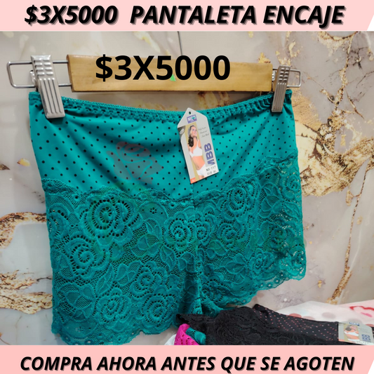 PANTALETA PRETINA ENCAJE 3X5000