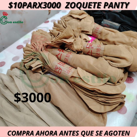 ZOQUETE PANTY 10 PAR X3000