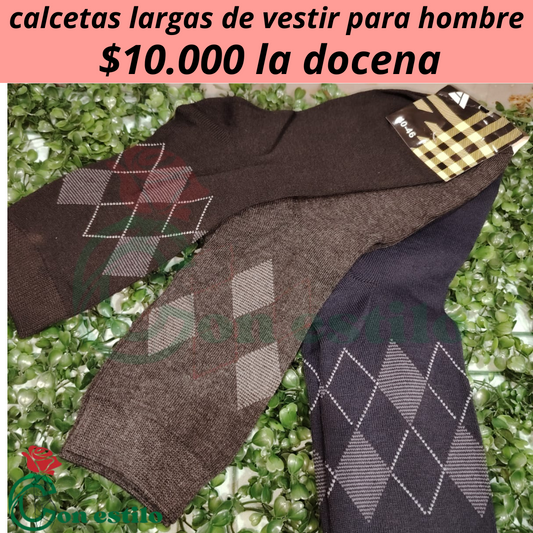 calcetas largas de vestir para hombre 10.000 la docena