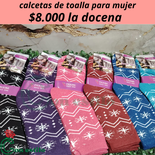 calcetas de toalla para mujer $8.000 la docena