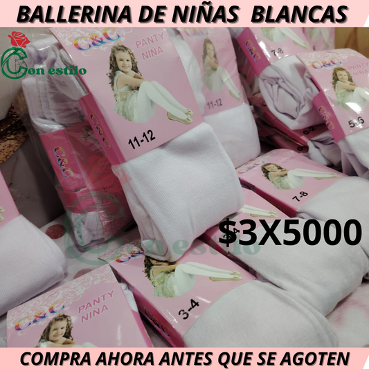 BALLERINA DE NIÑA BLANCA 3X5000