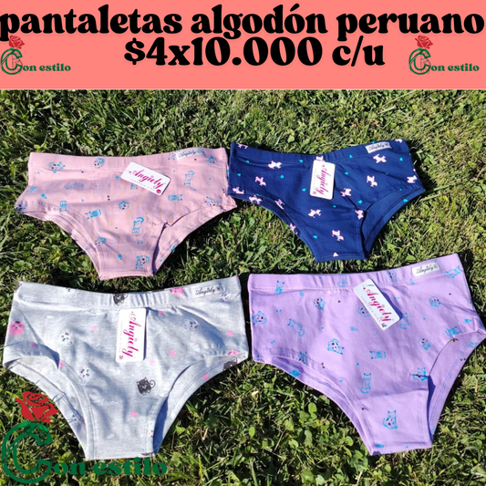 pantaletas algodón peruano $4x10.000