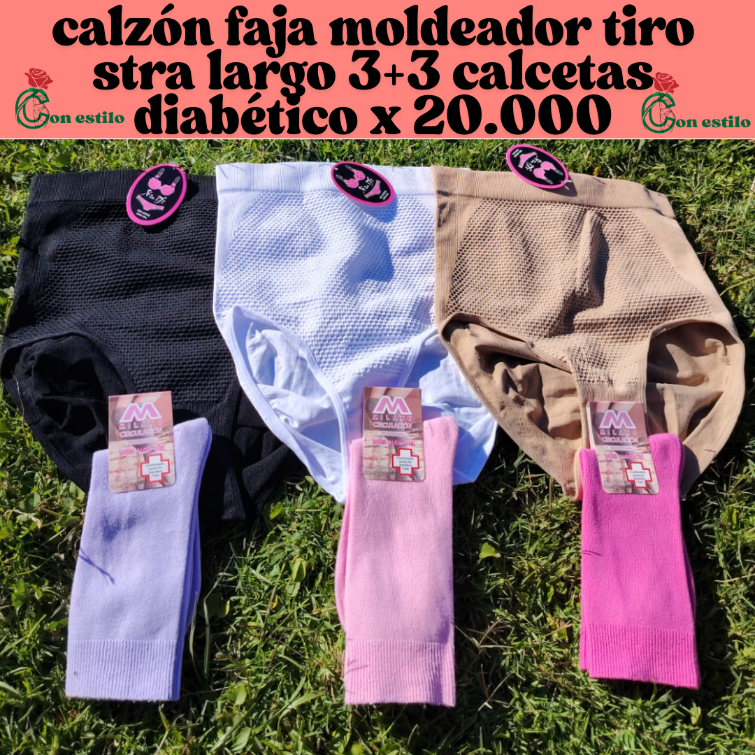 pack ahorro 3 stra largos mas 3 calcetas por 20.000